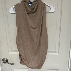 Sleeveless Shimmery Taupe Cowl Neck Top Old Navy XL